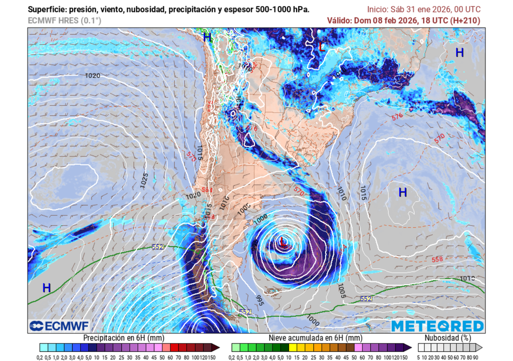 sistema frontal previsto Un frente meridional cruzará la Patagonia en el próximo fin de semana. Dejará lluvias y vientos de consideración en la zona.