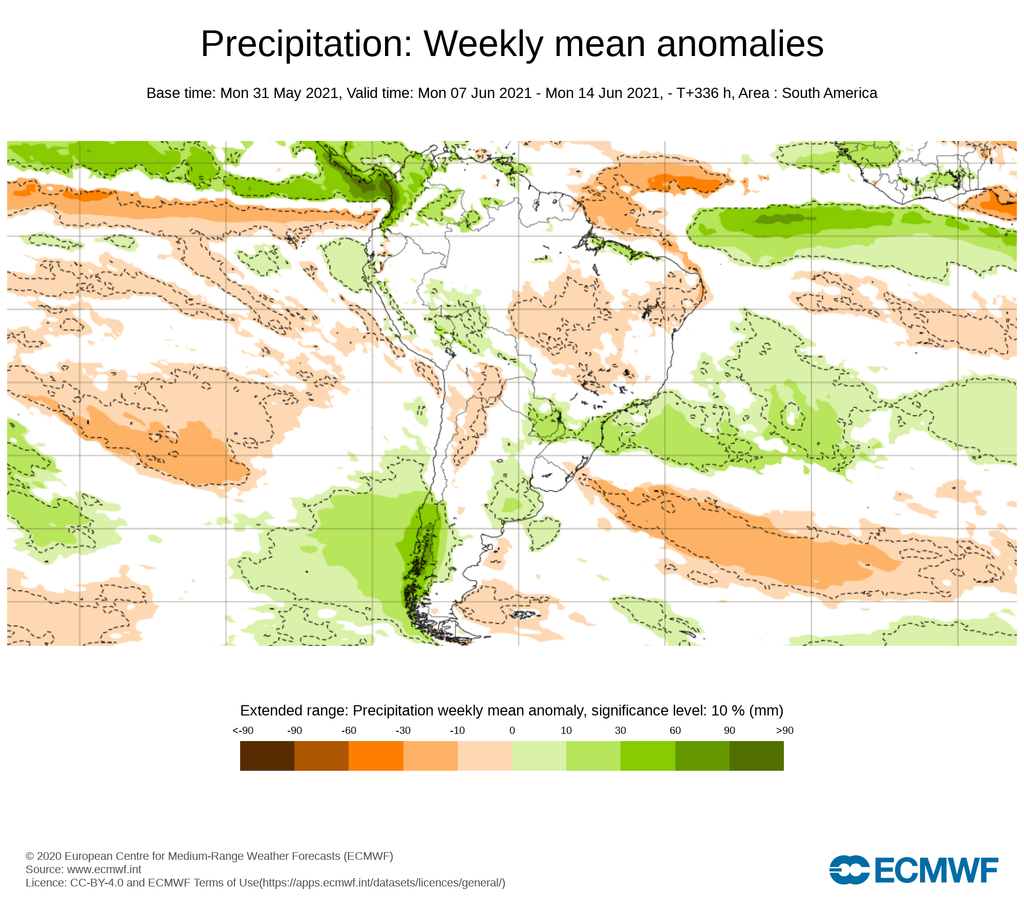 Precipitación: anomalías medias semanales 2021 Precipitación: anomalías medias semanales 2021