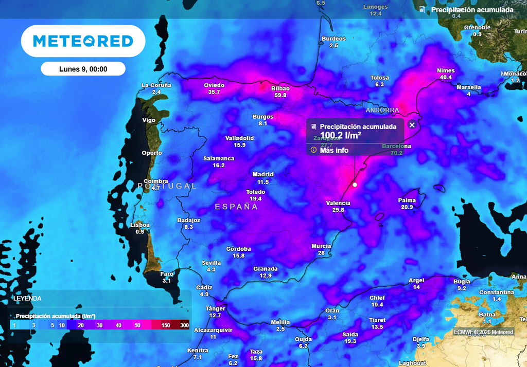 Se esperan acumulados significativos en lo que queda de semana en zonas del norte y de la mitad oriental.