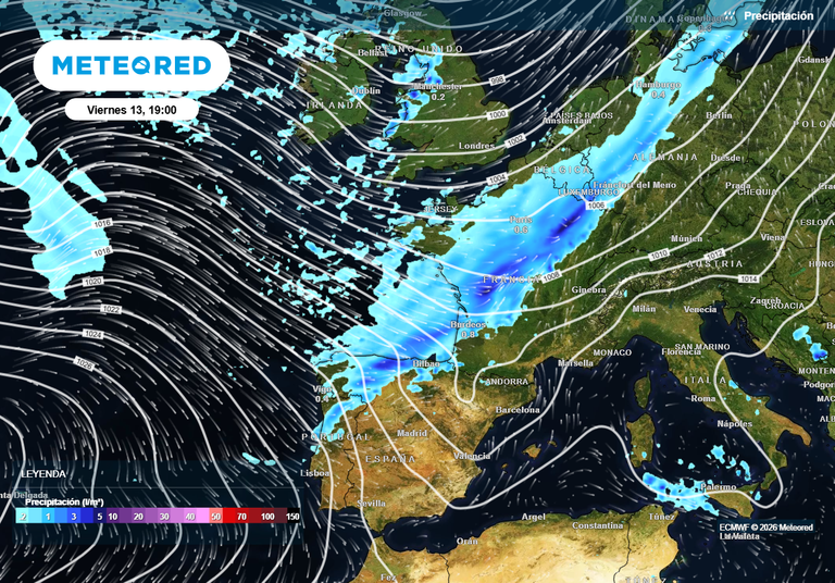 Lluvias en Espa&ntilde;a: ma&ntilde;ana un frente de 2000 kil&oacute;metros cruzar&aacute; Europa