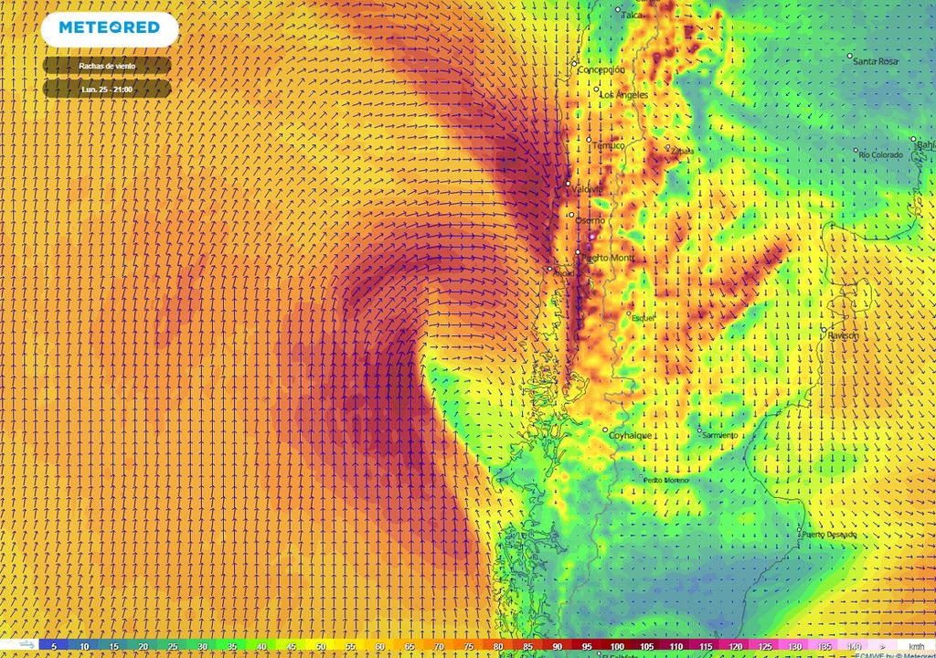 Rachas de viento prevista; modelo ECMWF Rachas de viento prevista; modelo ECMWF