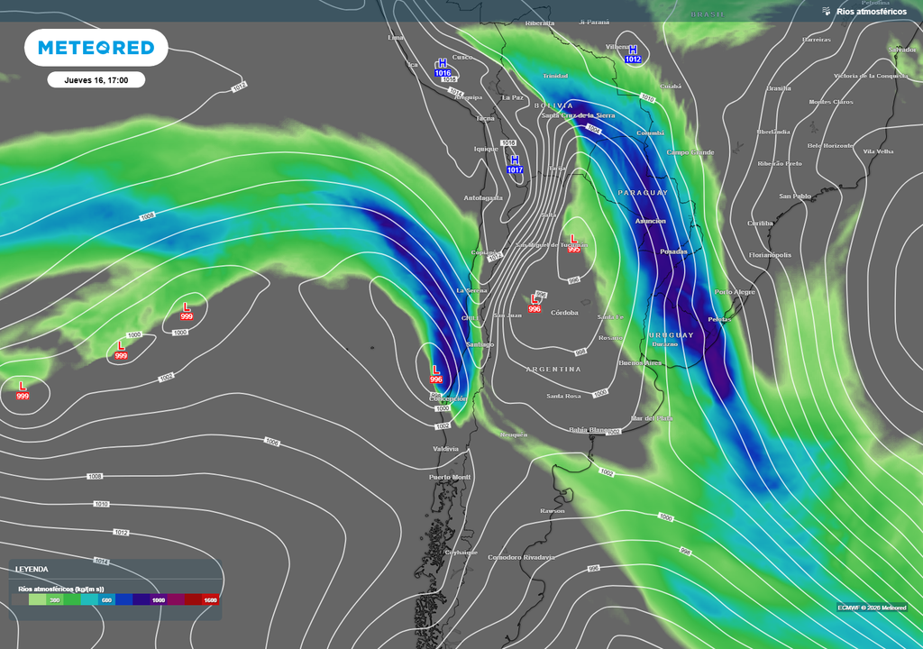 Se espera que el jueves sea uno de los días de mayor aporte de vapor de agua a la costa principalmente, pudiendo aumentar la cantidad de precipitaciones.
