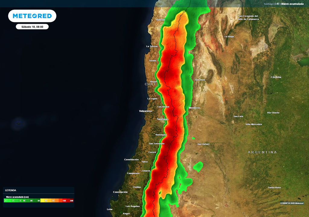 nieve acumulada Se esperan importantes centímetros de nieve acumulada tras el paso de los sistemas frontales esta semana por Coquimbo y Valparaíso.