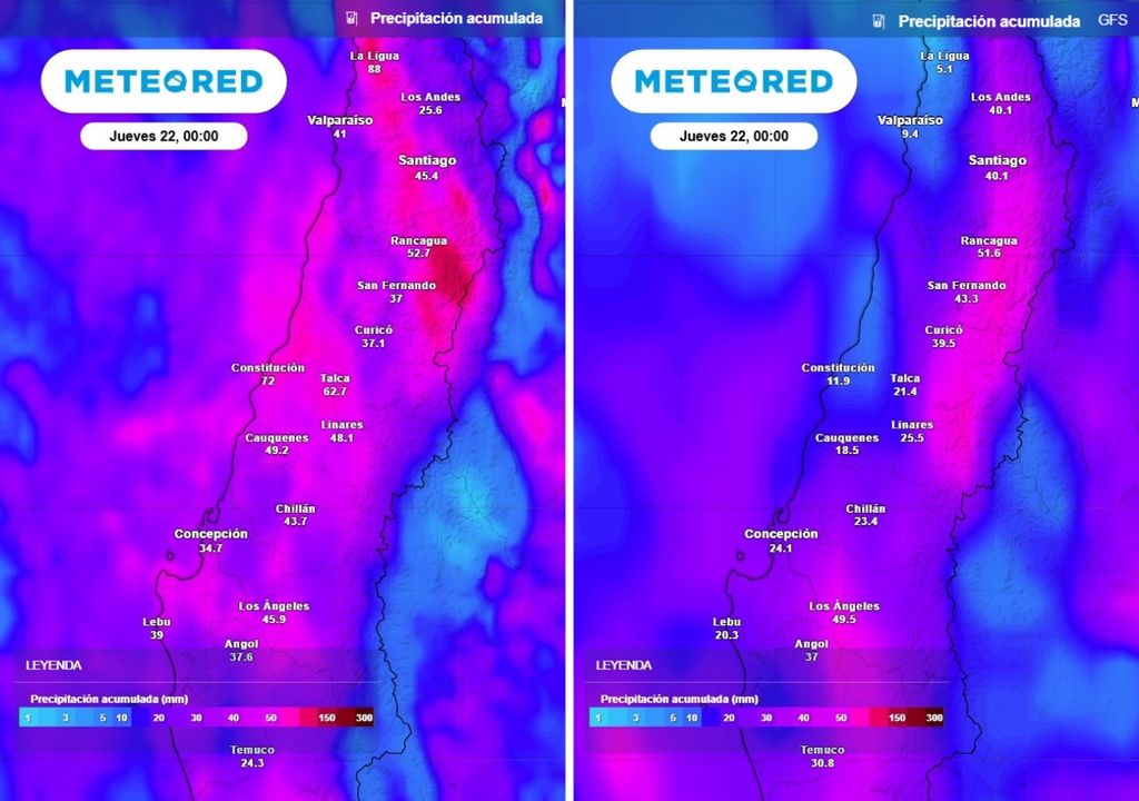 Los acumulados por ambos modelos serán superiores a los 40 mm durante este evento. Recordemos que octubre ya superó el récord como el más lluvioso de los últimos tiempos.