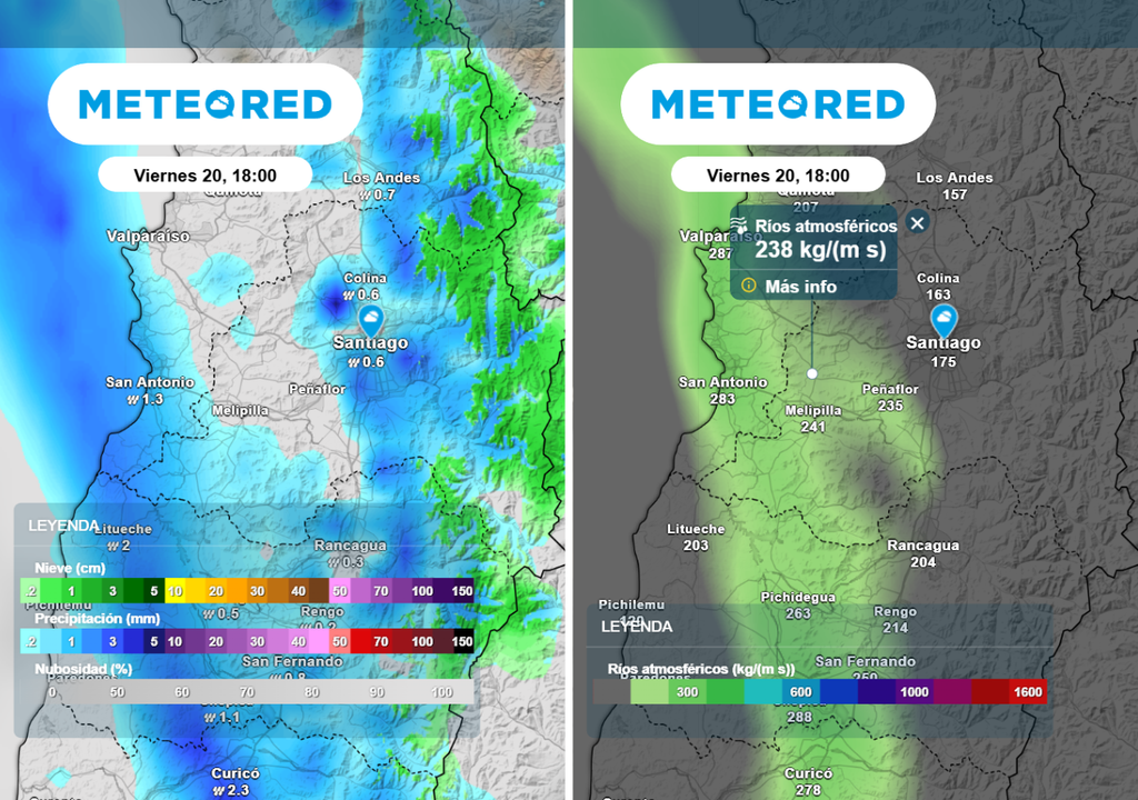 Aunque con una categoría baja, el sistema frontal llegaría acompañado con un río atmisférico a la RM.