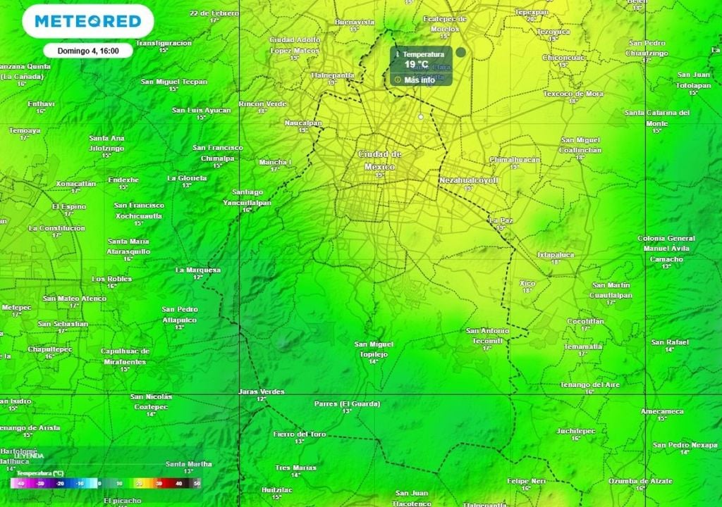 Este domingo tendrá una ambiente templado a fresco, alcanzando temperaturas máximas de 19 °C y se espera que disminuya más por la tarde.