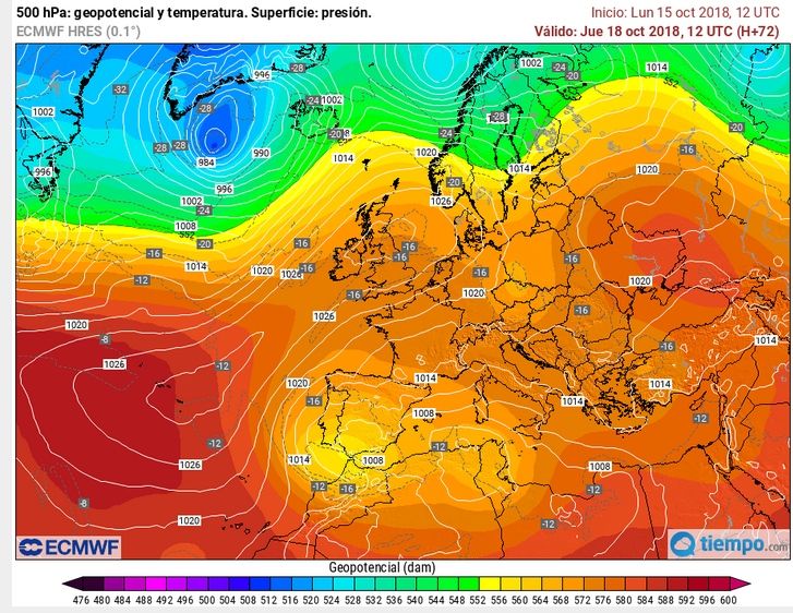 Foto 2: Geopotencial en 500 hPa y Presión en superficie Foto 2: Geopotencial en 500 hPa y Presión en superficie