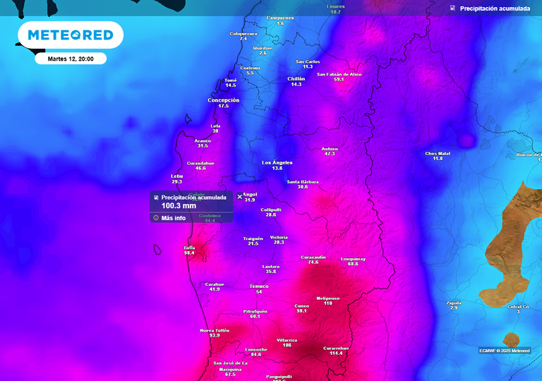 Lluvias regresan a la Región de Biobío la próxima semana: montos de 80 mm y viento de 60 km/h en estas comunas