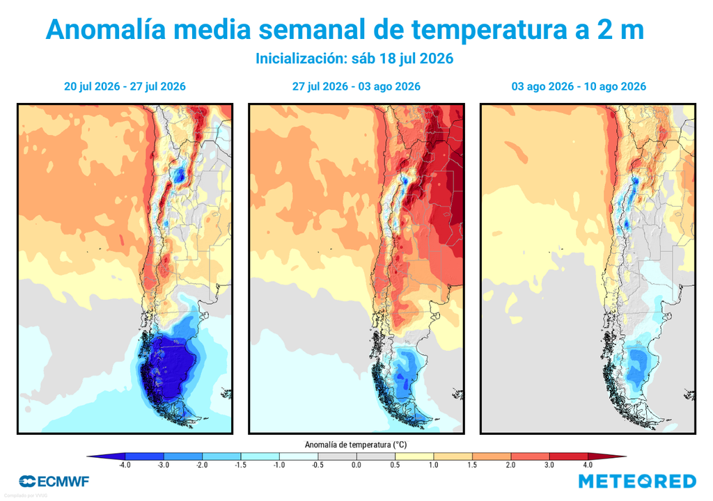 anomalía de temperaturas El frío intenso seguirá presente en la zona austral. En la primera quincena de agosto, el aire gélido subpolar no debería llegar directamente a sectores de Aysén y Magallanes.