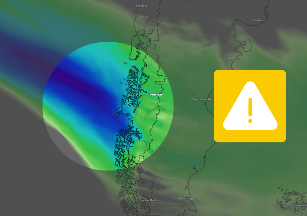 río atmosférico previsto y símbolo de advertencia amarillo