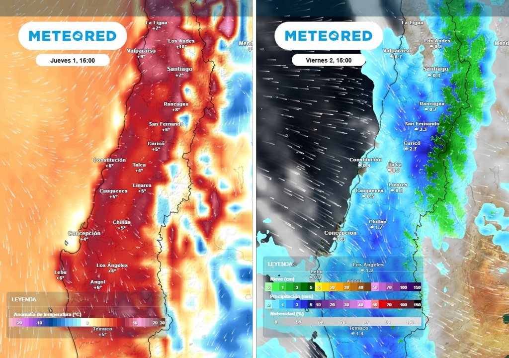 Entre el jueves y viernes se vivirán fuertes contrastes en la zona central: del calor pasaremos a las lluvias.