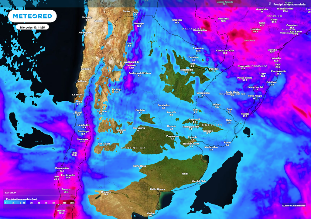 Argentina tiempo alerta Algunas zonas puntuales como Misiones, Tucumán y Catamarca podrian tener precipitaciones destacadas en estas próximas horas.