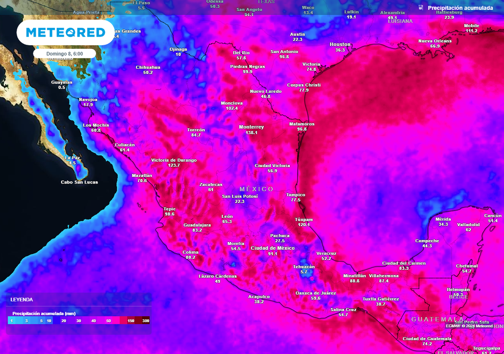 Pronóstico de lluvia acumulada en milímetros Pronóstico de lluvia acumulada en milímetros