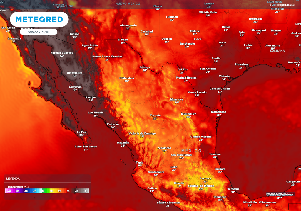 Pronóstico de temperatura máxima en grados Celsius Pronóstico de temperatura máxima en grados Celsius