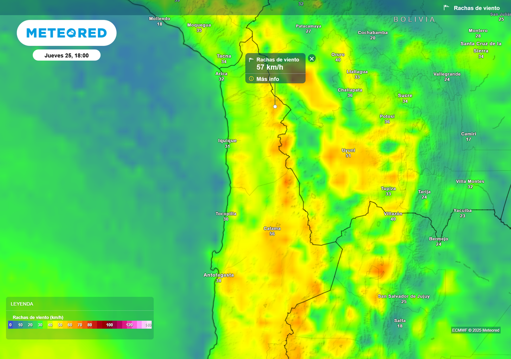mapa de ráfagas de viento