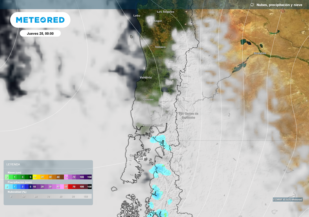 mapa de precipitación y nube.