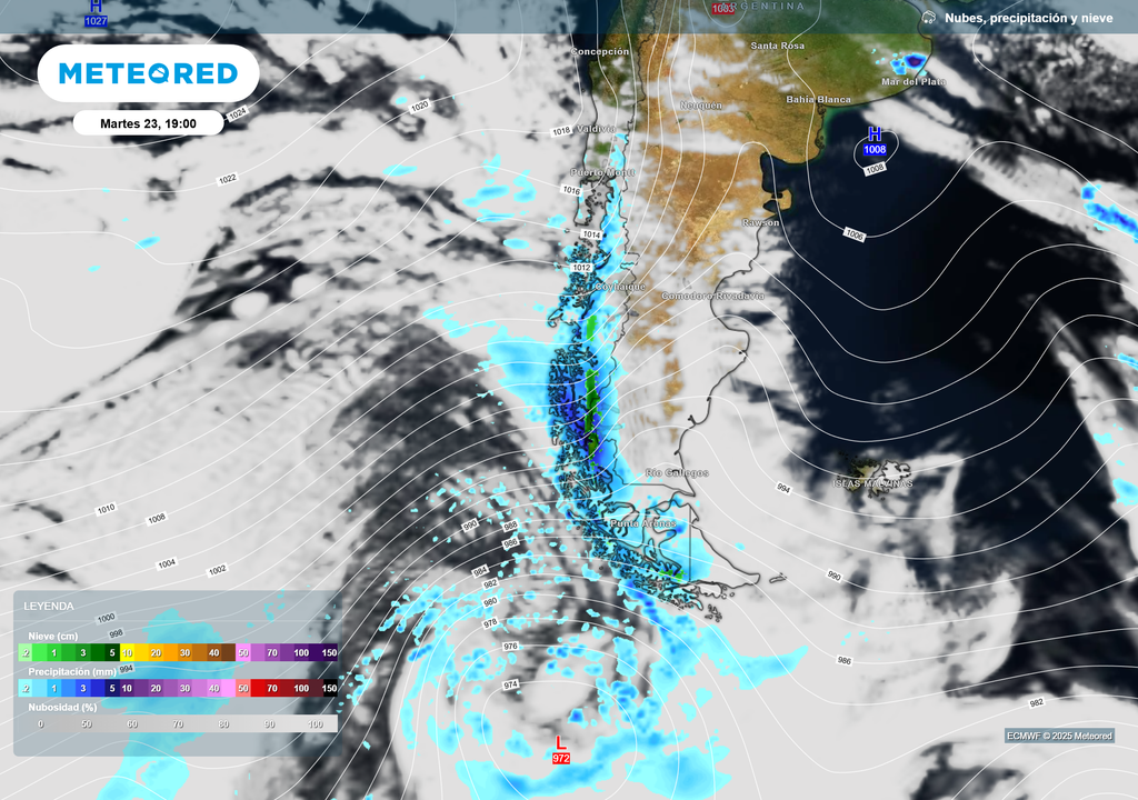 mapa de precipitación y nubes.