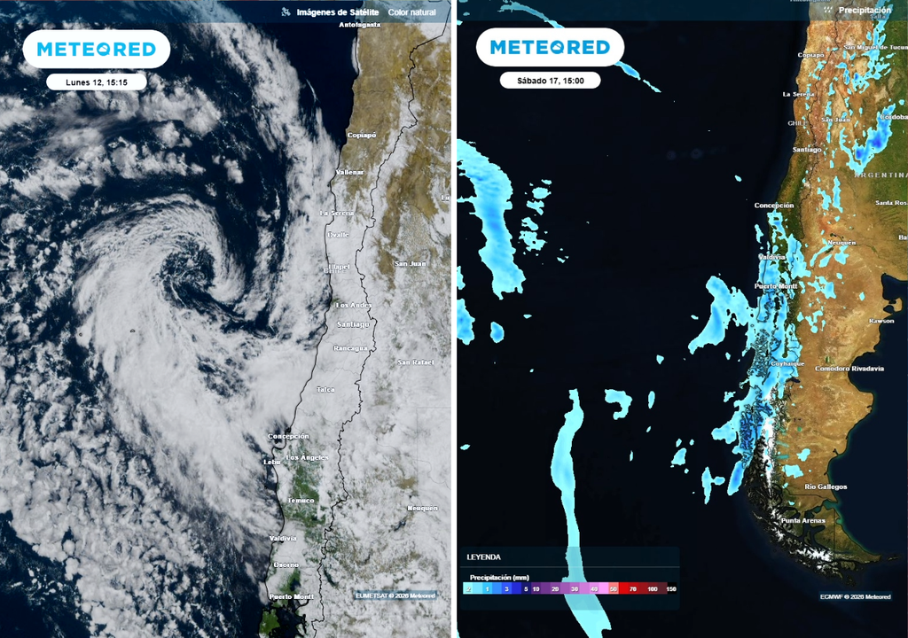 ciclón extratropical y lluvias El comienzo de semana será tormentoso en el centro y sur de Chile. Luego, un sistema frontal se encargará de traer más precipitaciones al país durante el fin de semana.