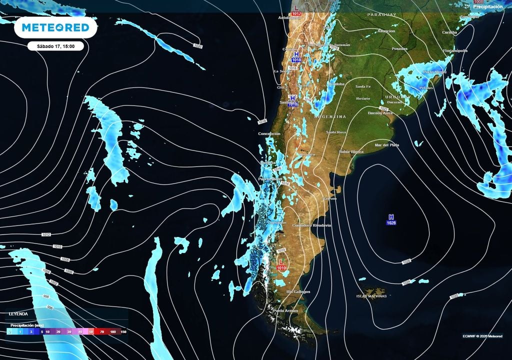 lluvias previstas Un sistema frontal, de avance rápido, dejará precipitaciones sobre las regiones del sur y de la zona Austral durante el fin de semana.