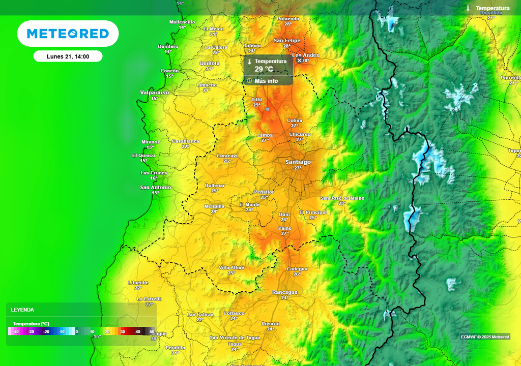 Lunes 21 abril, temperatura máxima, Santiago de Chile, Meteored Lunes 21 abril, temperatura máxima, Santiago de Chile, Meteored