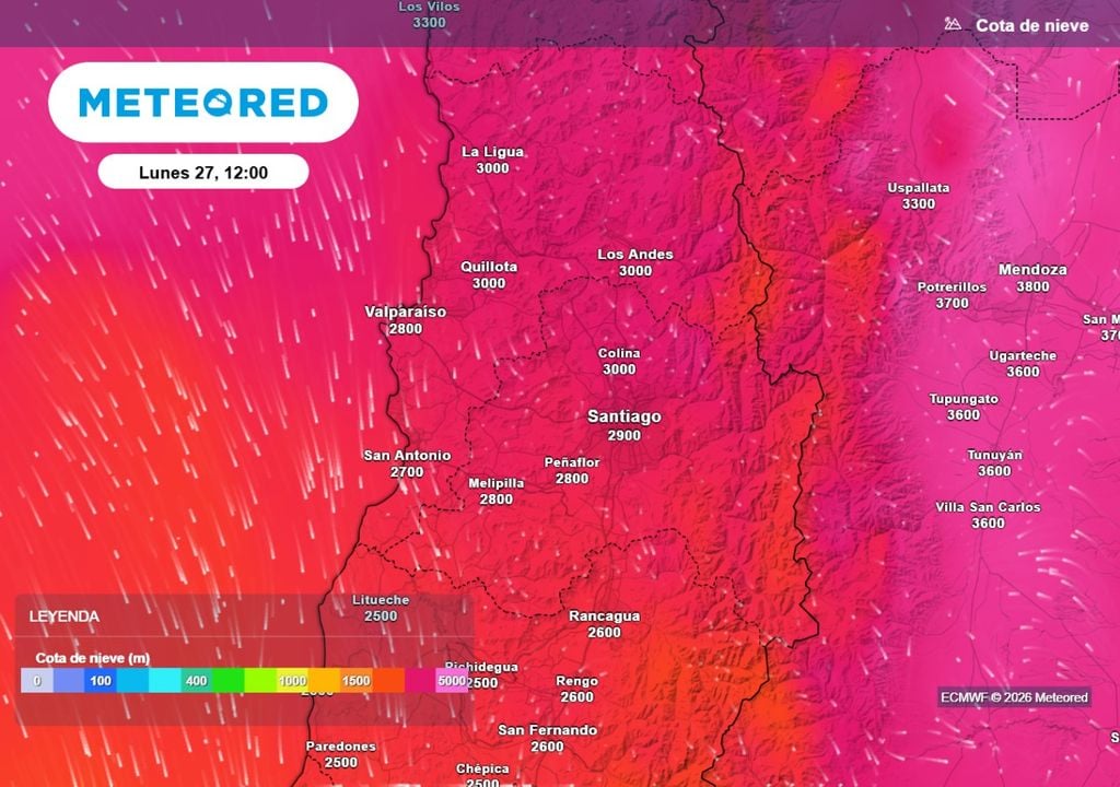 El evento de lluvias podría llegar con una isoterma cero alta: zonas donde normalmente cae nieve podrían recibir lluvias.