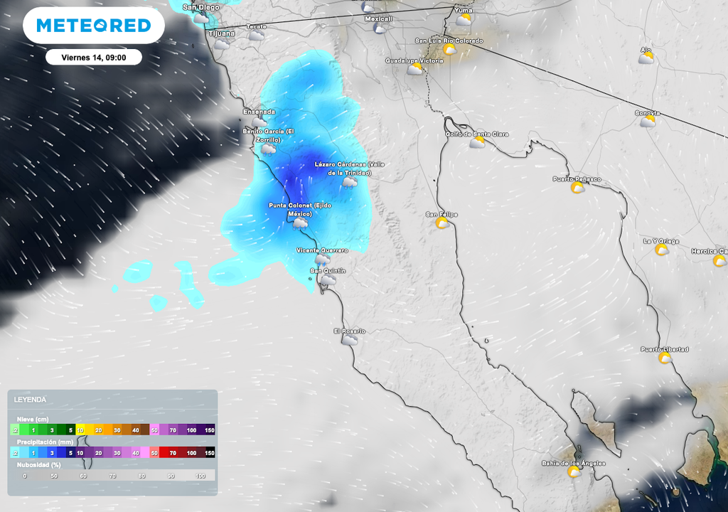 Lluvia, nieve y viento