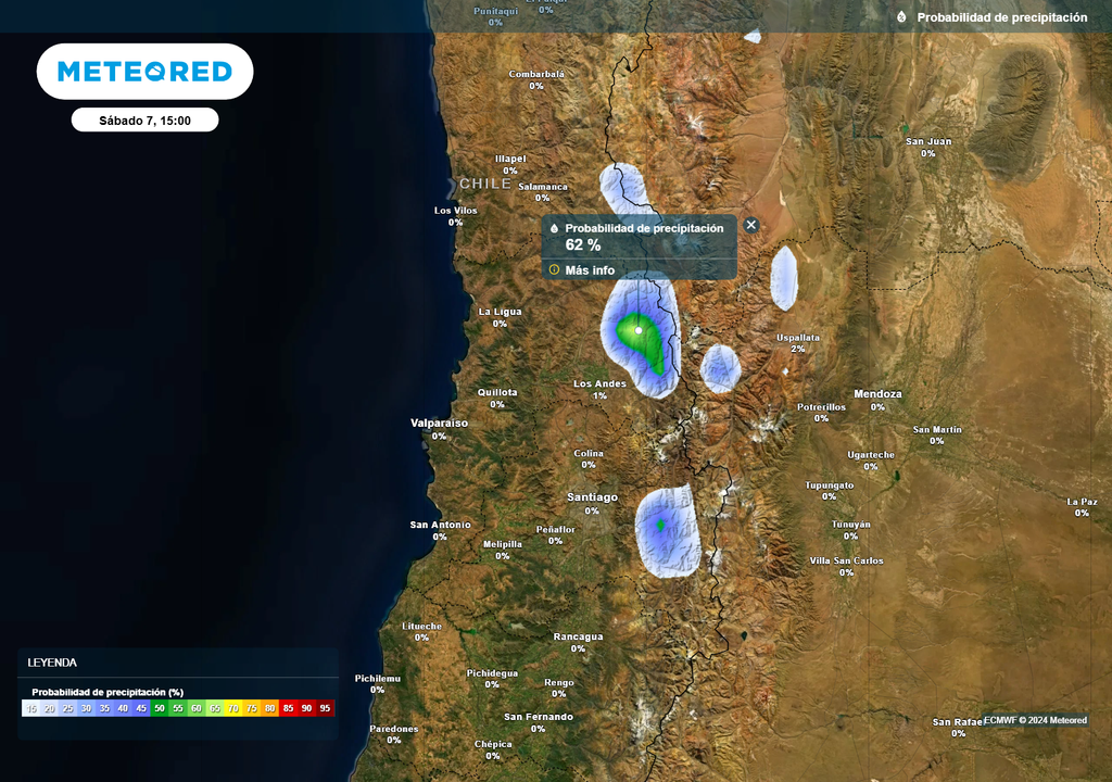 Mapa de probabilidad de precipitación.