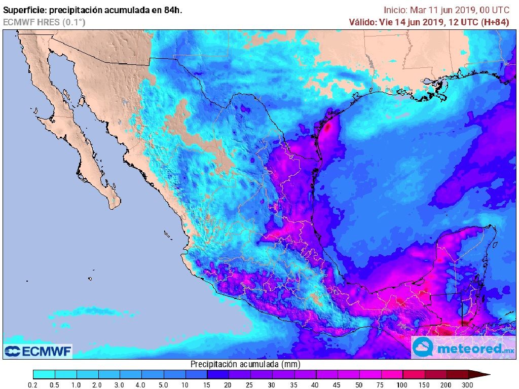 Modelo ECMWF. Precipitaciones acumuladas próximas 72 horas