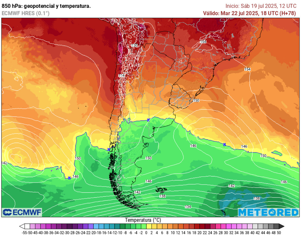 mapa de 850 hPa. mapa de 850 hPa.