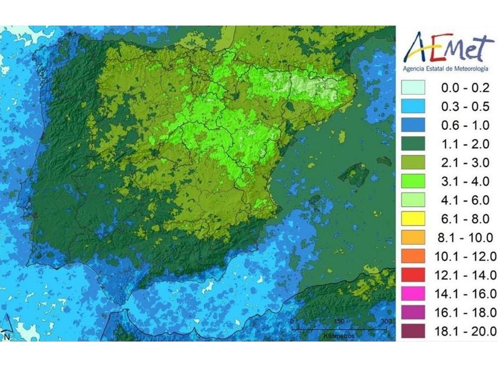 Mapa de días de tormenta en mayo Mapa de días de tormenta en mayo