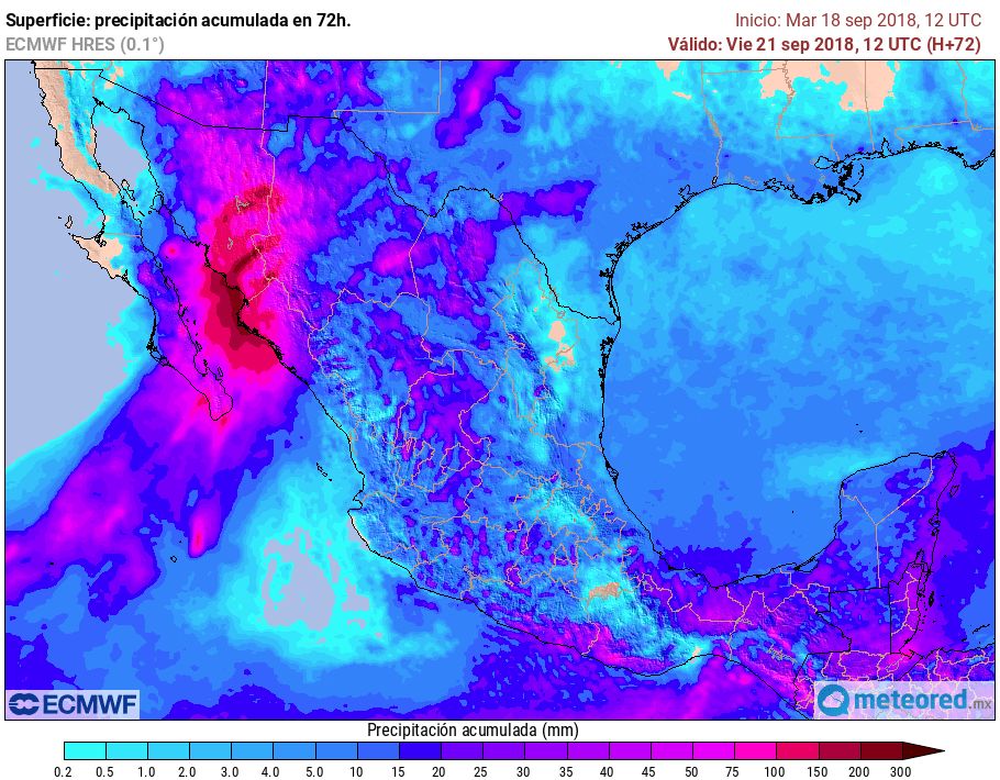 Modelo ECMWF. Precipitaciones acumuladas próximas 48 horas