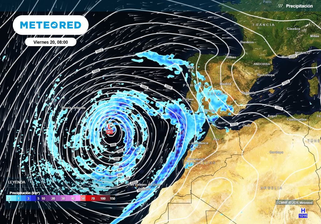 La semana acabará con chubascos intensos en Canarias asociados a Therese, mientras que en la Península las lluvias se extenderán por otras comunidades.