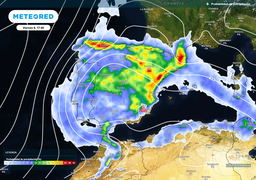 Esta nueva configuración dejará precipitaciones extendidas por toda la Península y Baleares.