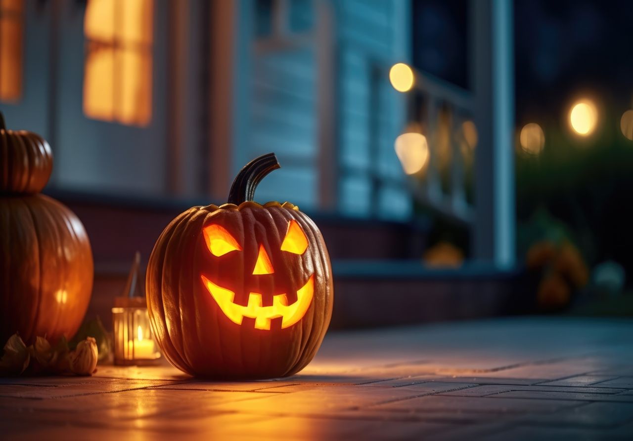 Halloween se caracteriza por la decoración con temas espeluznantes, como calabazas talladas (llamadas "jack-o'-lanterns"), disfraces de monstruos, brujas, fantasmas y zombis.