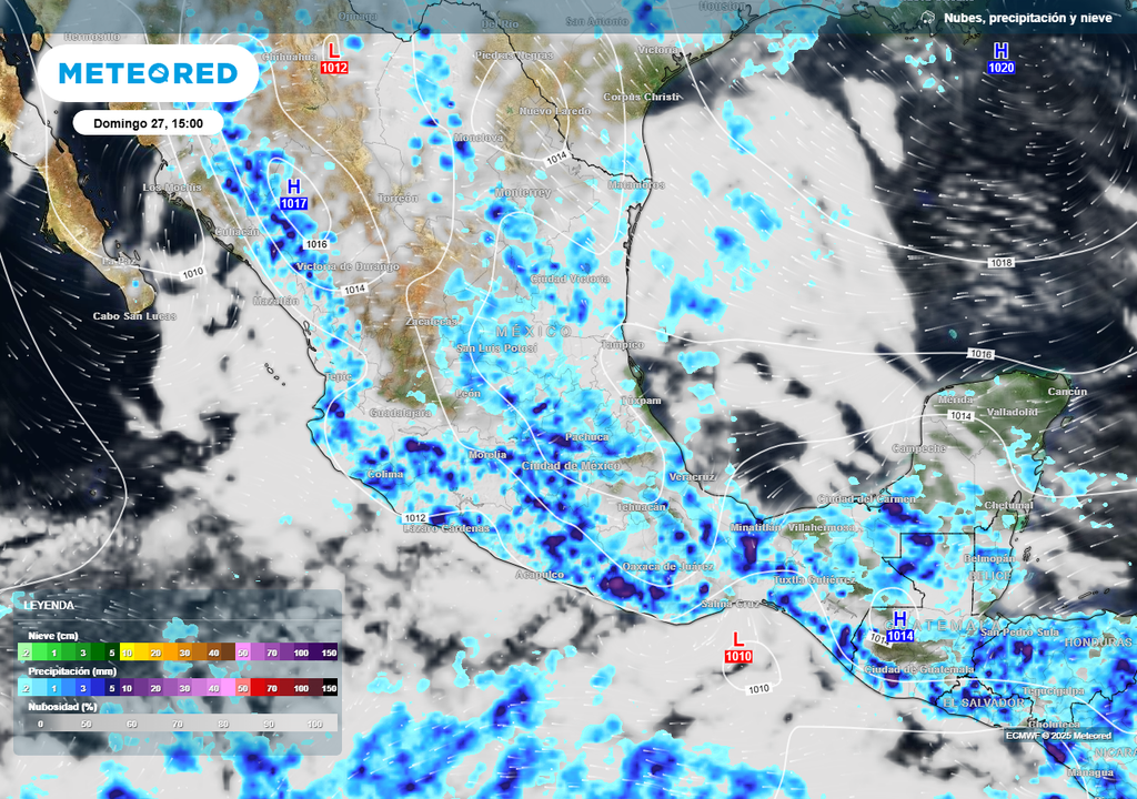Pronóstico de nubosidad, lluvias y viento