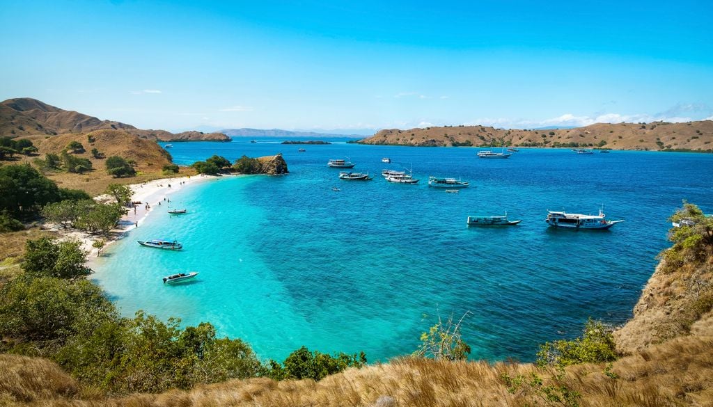 Playa Rosa, en el Parque Nacional de Komodo de la Isla de Flores, Indonesia.
