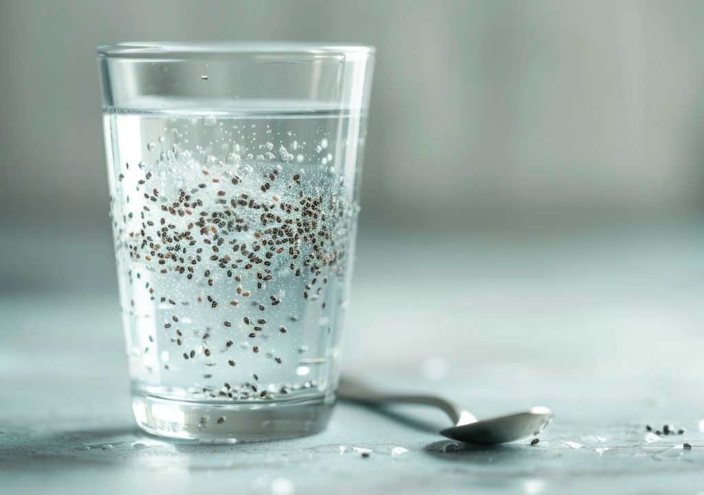 copo de água com sementes de chia copo de água com sementes de chia