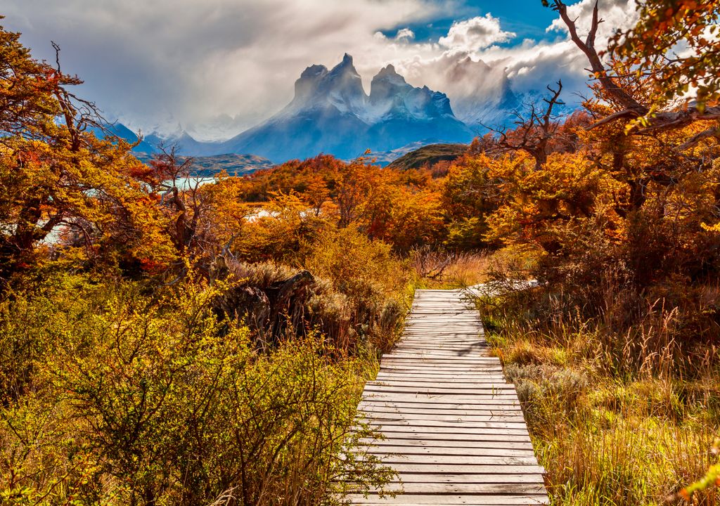 Parque Nacional Torres del Paine en otoño.