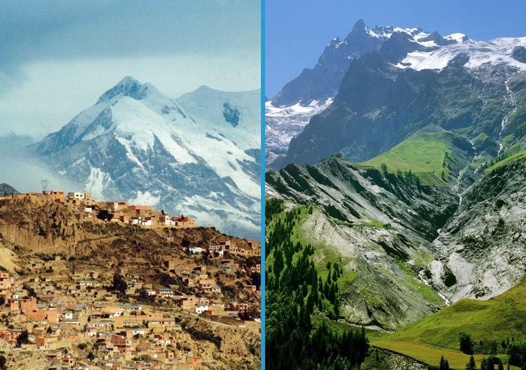 Die Anden (links) und die Alpen (rechts)