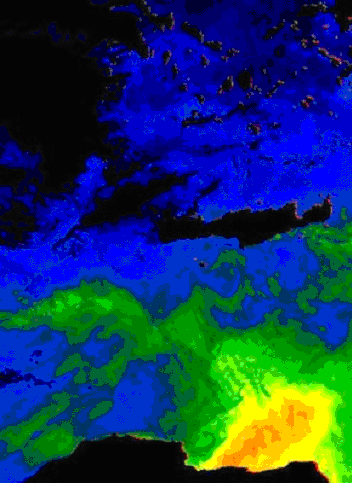 Los “calores” Del Mediterráneo Después De Un Verano Abrasador ESAImágenes del Envisat sobre la temperatura del agua del mar en las cercanías de Creta. Izquierda, 23 de agosto del 2003. Derecha, las mismas fechas pero para el 2002. Fuente ESAHemos padecido en el 2003 un verano largo y tórrido que ha afectado a las zonas terrestres y marítimas de casi toda Europa.El satélite de la ESA, Envisat, muestra que las aguas del Mediterráneo en las cercanías de Creta están tres grados más cálidas que la del año anterior.Las dos imágenes superiores muestran la temperatura de la superficie del agua del mar para el 23 de agosto del año 2003 (izquierda) y 2002 (derecha). Hay hasta 5 grados de diferencia al norte de Creta entre ambos registros, y entre 2-3 grados al sur. Áreas en negro son tierra o nubes. Los colores más cálidos llegan a ser del orden de 25 ºC (rojo brillante) y los más fríos a los 16ºC (azul).Los datos del Envisat fueron tomados por el sensor Advanced Along Track Radiometer (AATSR), que hace las veces de un termómetro espacial. El instrumento registra las radiaciones infrarrojas y obtiene la temperatura superficial del agua del mar con una resolución de 0.3 ºC cada 1 km2. Las imagines fueron elaboradas para la ESA por el Rutherford Appleton Laboratory.La importancia de tales mediciones y comparaciones es obvia: los mares y océanos son reservorios o fuentes de calor, que posteriormente son transferidos a la atmósfera. Además, los océanos son buenos indicadores del cambio climático por su papel energético en el sistema climático global.Más información en el portal de la ESA:http://www.esa.int/export/esaSA/SEMRAD0P4HD_earth_0.html