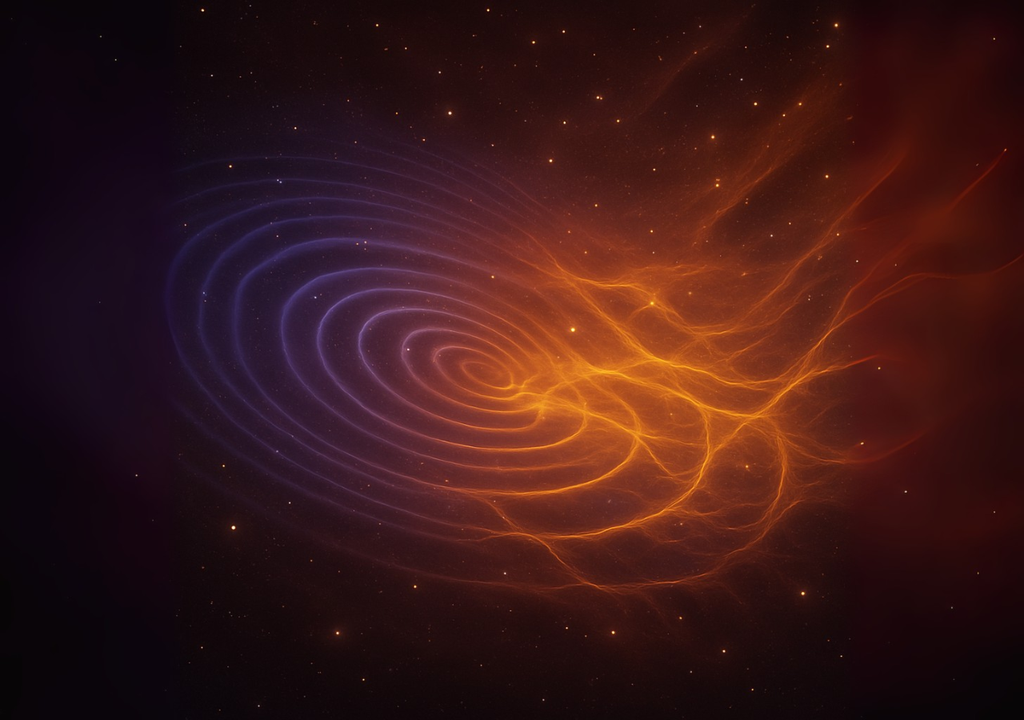 Visualización artística del universo primitivo en un estado de espacio de De Sitter. Visualización artística del universo primitivo en un estado de espacio de De Sitter.