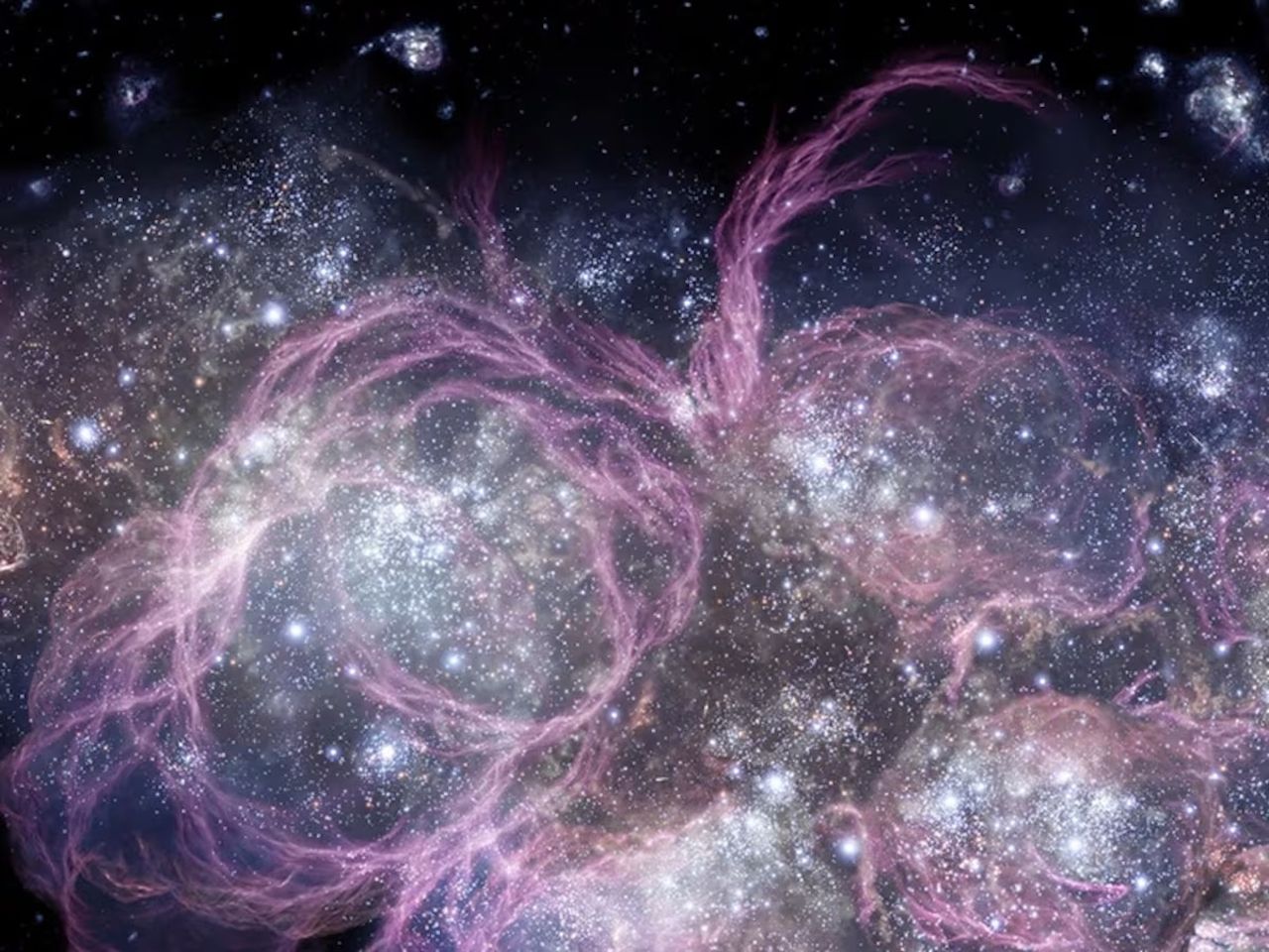 Una rappresentazione dell'universo giovane. Crediti. Adolf Schaller / STScl.