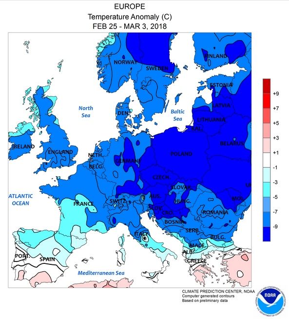 Los Efectos De La Siberiana 2018 En El Campo Térmico Y Precipitación En Europa