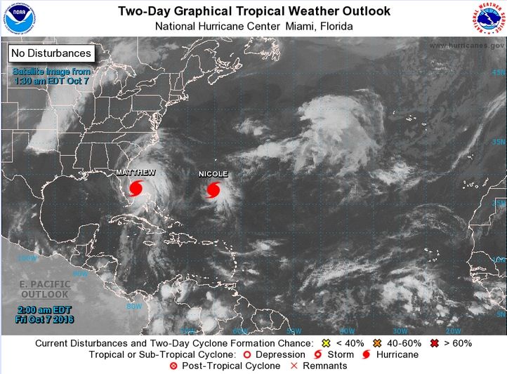 Imagen IR de las 01:30 am DT con los huracanes citados Imagen IR de las 01:30 am DT con los huracanes citados, según NHC