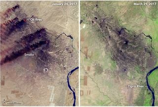 Los incendios de petróleo en Qayyarah: extinguidos
