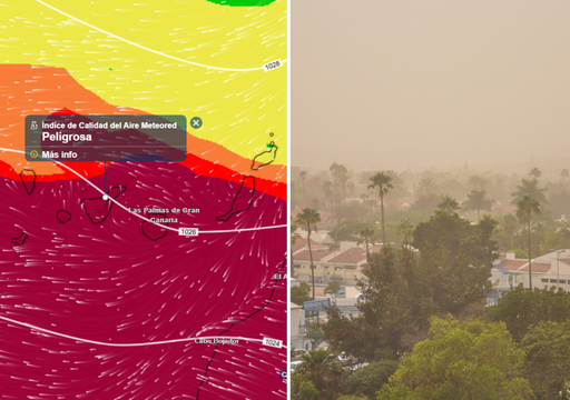 Los mapas de Meteored alertan de niveles 'nocivos' en el aire de Canarias: cu&aacute;ndo se marchar&aacute; el polvo sahariano