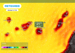 Los mapas de Meteored confirman la inminente llegada del calor extremo a Canarias: hasta 42 ºC y noches infernales