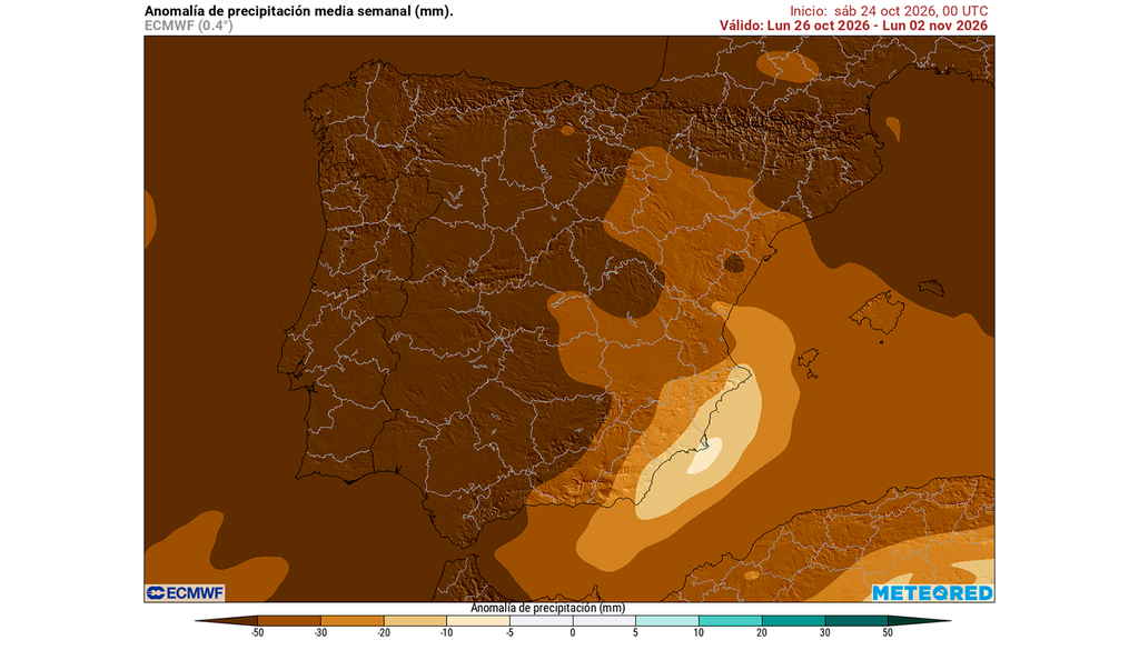 Las precipitaciones se situarán por encima de los valores medios de la época en casi todo el país, con más incertidumbre en el sureste y Baleares.