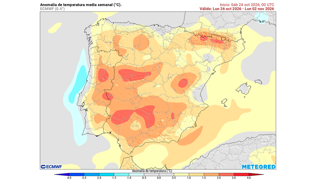 Las temperaturas se situarán hasta 3 ºC por encima de la media de la época en zonas del interior y de la mitad oeste.