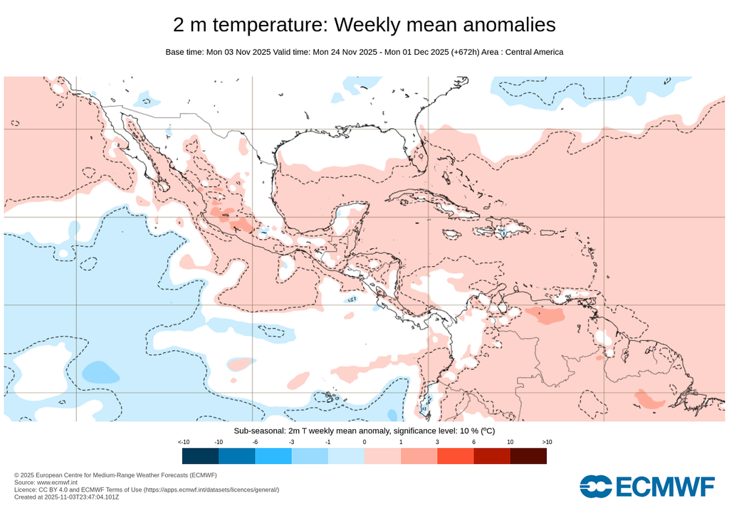 Anomalía de temperaturas en grados Celsius